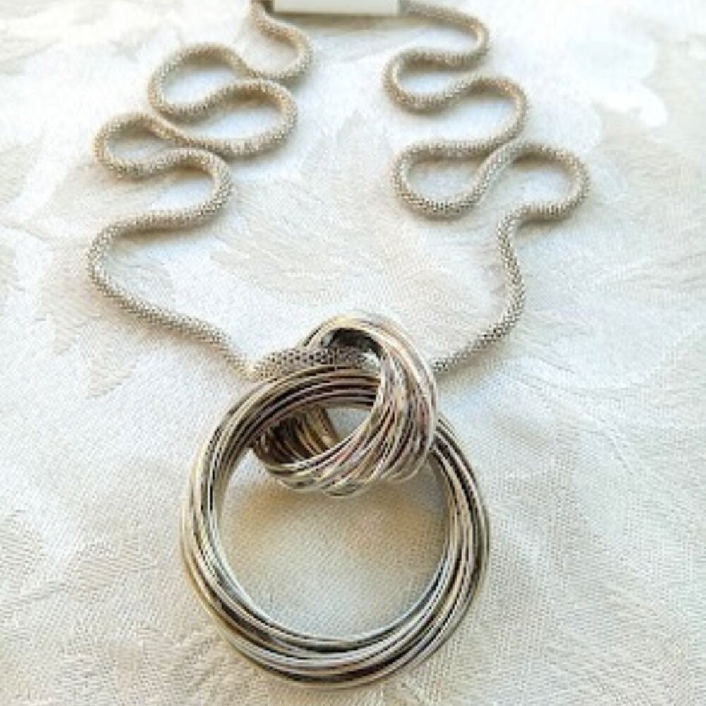 NWT - Charming Charlie Silver Necklace with Hoop Pendant